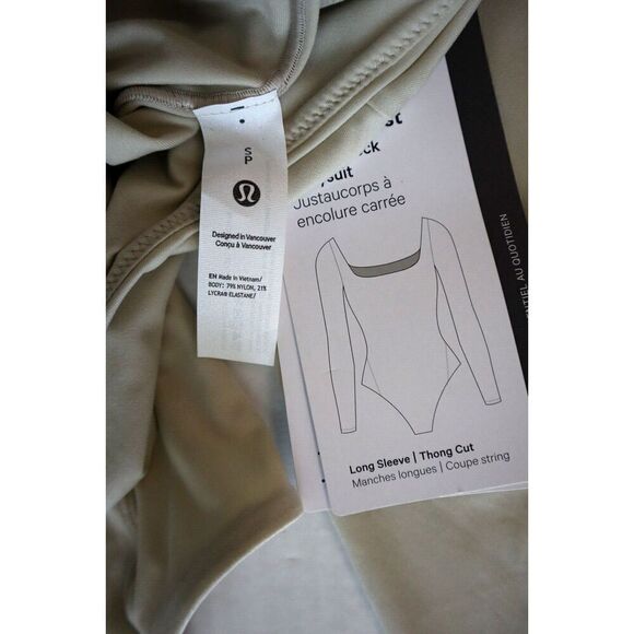 Lululemon Women's Sz S Mojave Tan Wundermost Nulu Square Neck L/S Bodysuit - Picture 5 of 11